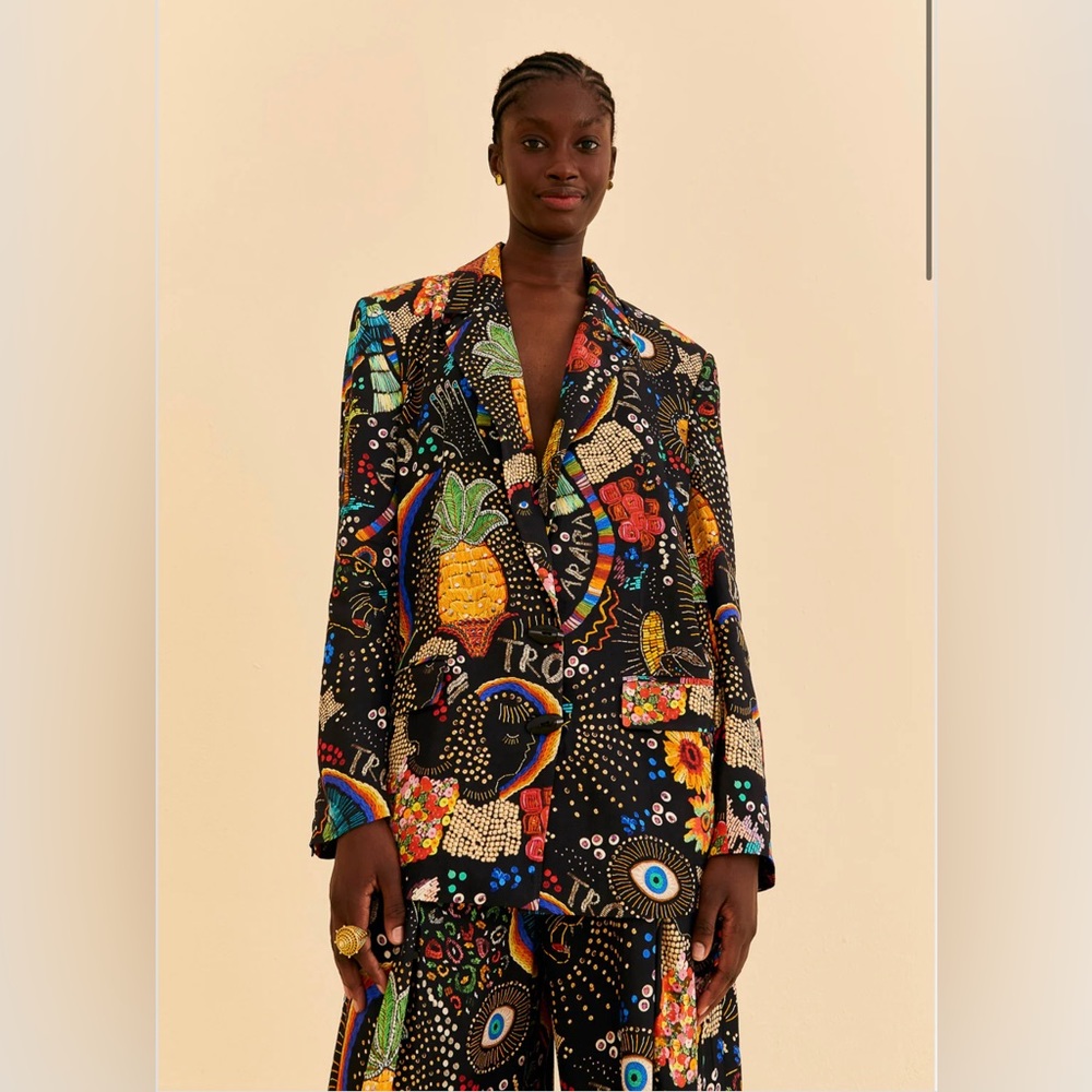 Farm Rio Black Borogodo Blazer
